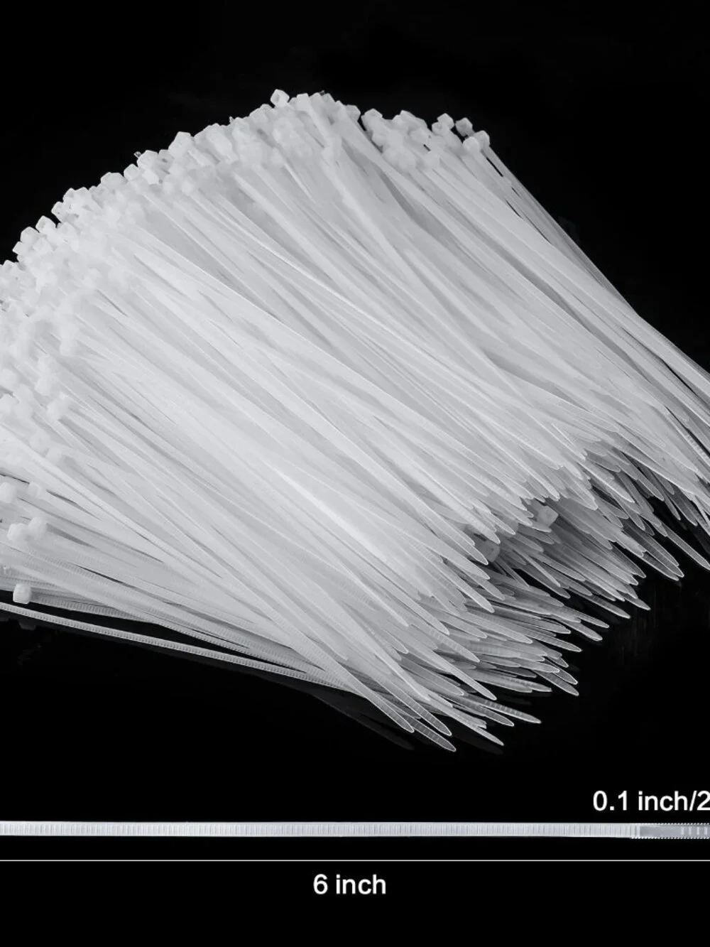 1000 Pcs White Zip Ties, 6 Inch Clear Self-Locking Nylon Cable Ties, Premium Hea